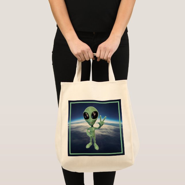 Bolsa Tote Alienígena - Sinal Peace V (Frente (produto))