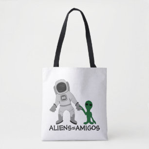 Bolsa Tote Aliens = Amigos, Astronautas e Extraterrestres