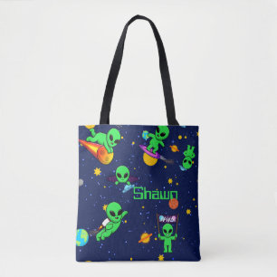 Bolsa Tote Aliens Cute Personalizados no Espaço
