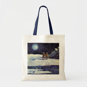 Bolsa Tote Aliens do astronauta Vintage Science Ficting em Lu