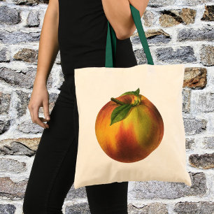 Bolsa Tote Alimento Antigo Fruta, Pêssego Orgânico Maduro com