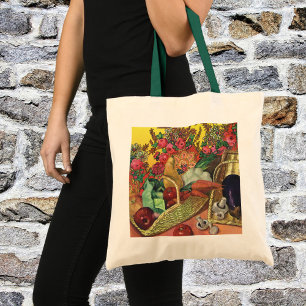 Bolsa Tote Alimento biológico, vegetais do jardim, flores de