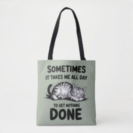 Bolsa Tote "All Day Doing Nothing" Funny Lazy Cat