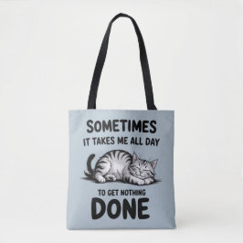 Bolsa Tote "All Day Doing Nothing" Funny Lazy Cat