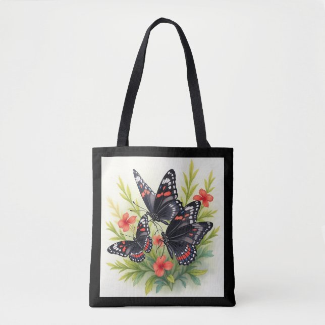 Bolsa Tote All Things Butterflies Callicore kolyma Black Whit (Frente)