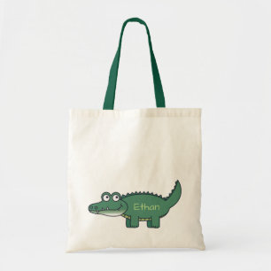 Bolsa Tote Alligador de desenhos verdes personalizado