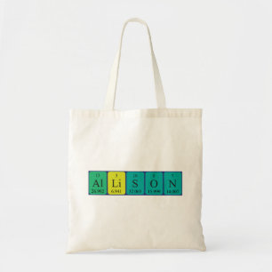 Bolsa Tote Allison com nome de mesa periódico tote bag