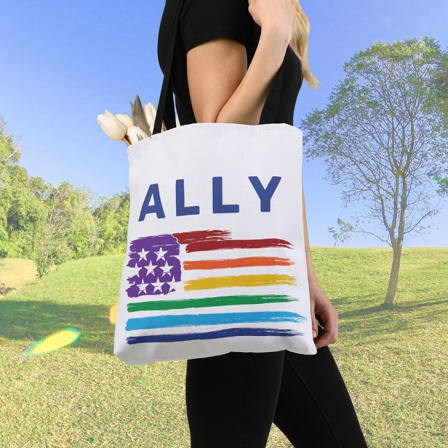 Bolsa Tote Ally Artística Rainbow Flag (Criador carregado)
