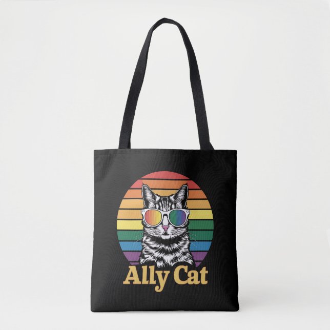 Bolsa Tote Ally Cat LGBT Sinalizador LGBTQ Gift (Frente)