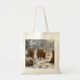 Bolsa Tote Alma das Terras Altas: Vacas Caprichosas na Neve V