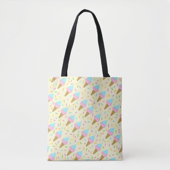 Bolsa Tote Almofada fofa com estampa contínua de sorvetes (Frente)