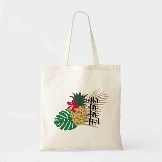 Bolsa Tote ALO-HO-HO-HA-HA-abacaxi tropical havaiano (Frente)