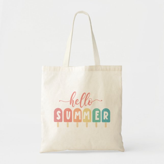Bolsa Tote Alô Pastel de Verão (Frente)