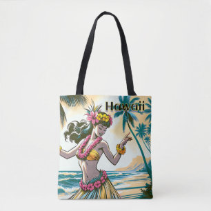 Bolsa Tote Aloha   Dançarino Hawaii Hula na praia
