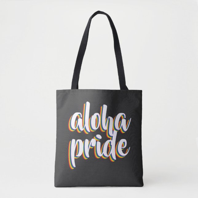 Bolsa Tote Aloha É Aloha Orgulho Arco-íris Havaí (Frente)
