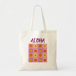 Bolsa Tote Aloha Havaiano Frutas Rosa Retro 