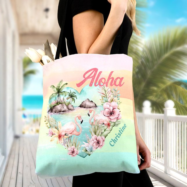 Bolsa Tote Aloha Hawaii Summer Flamingo Name Beach Tropical (Aloha Hawaii Summer Flamingo Name Beach Tropical Tote Bag)
