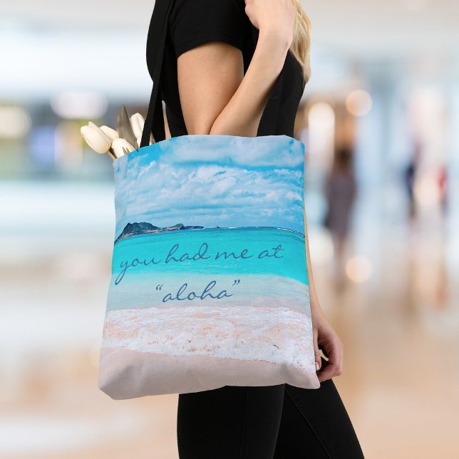 Bolsa Tote Aloha Hawaii Turquoise Ocean Tropical Beach Foto (Criador carregado)