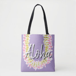Bolsa Tote Aloha Hawaiian Plumeria Lei Elegant Floral Pastel 