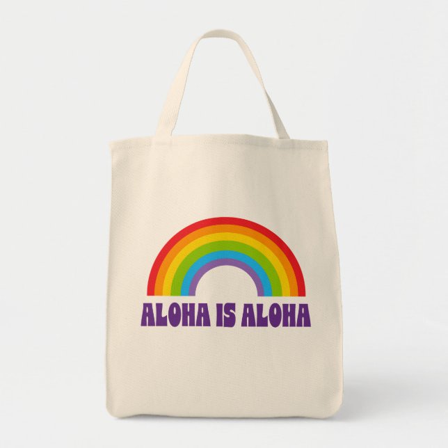 Bolsa Tote Aloha Is Aloha Rainbow Pride Hawaii (Frente)