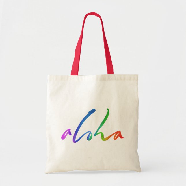 Bolsa Tote Aloha - Letra Tropical de Mão - Havaí Hawai'i (Frente)