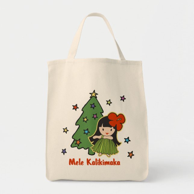 Bolsa Tote Aloha menina de Hula havaiana do Natal dos méis (Frente)