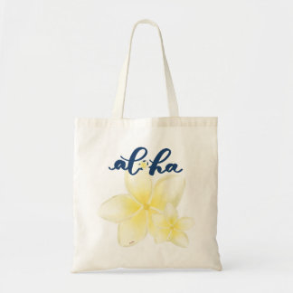 Bolsa Tote Aloha Plumeria (parte de trás em branco