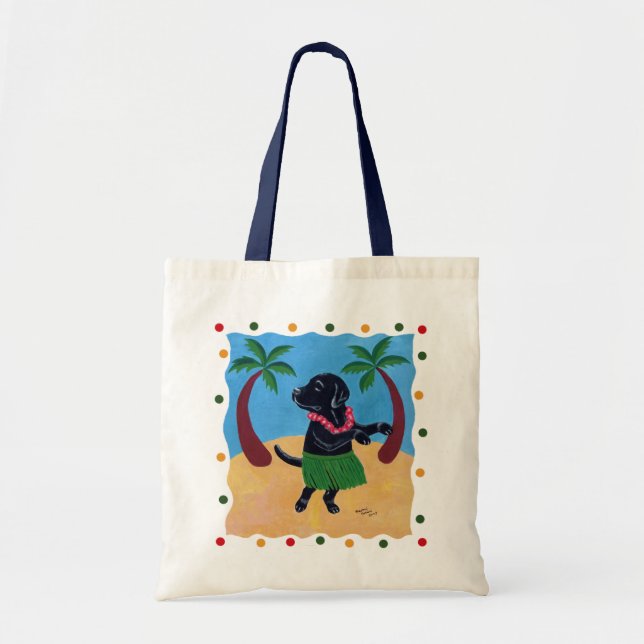 Bolsa Tote Aloha pontos pretos de Labrador (Frente)