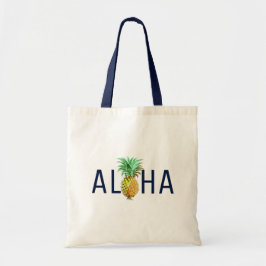 Bolsa Tote Aloha Text & Pineapple Tropical Design