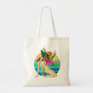 Bolsa Tote Aloha Tropical Pin-up Girl retro sunset art
