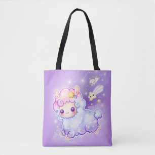 Bolsa Tote Alpaca bonito do chibi com a estrela de tiro do