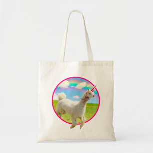 Bolsa Tote Alpaca Unicorn Sob O Rainbow Sky