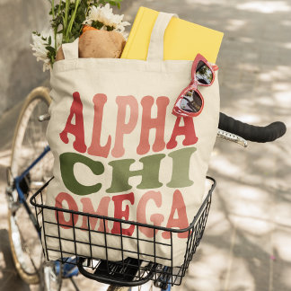 Bolsa Tote Alpha Chi Omega Gráficos Empilhados Retro Groovy