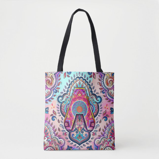 Bolsa Tote Alphabet A mandala (Frente)