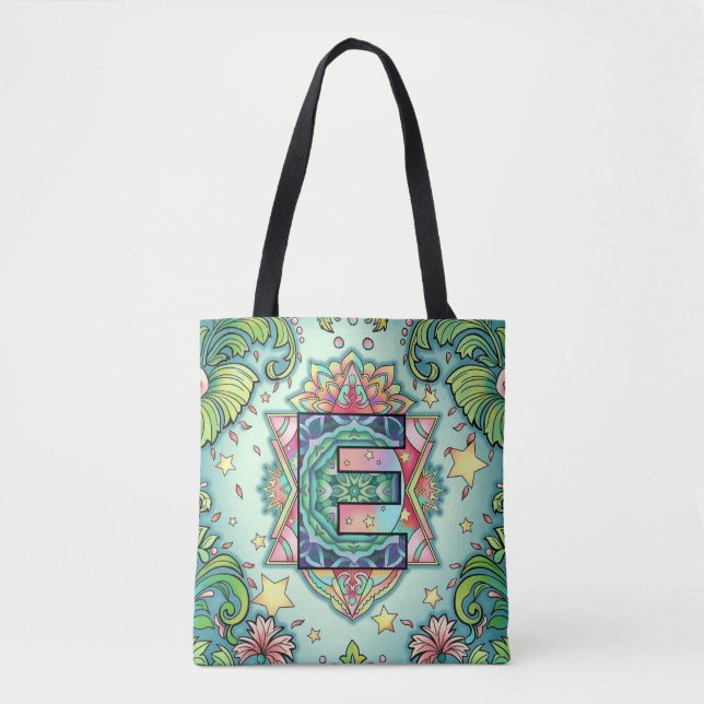 Bolsa Tote Alphabet E mandala (Frente)