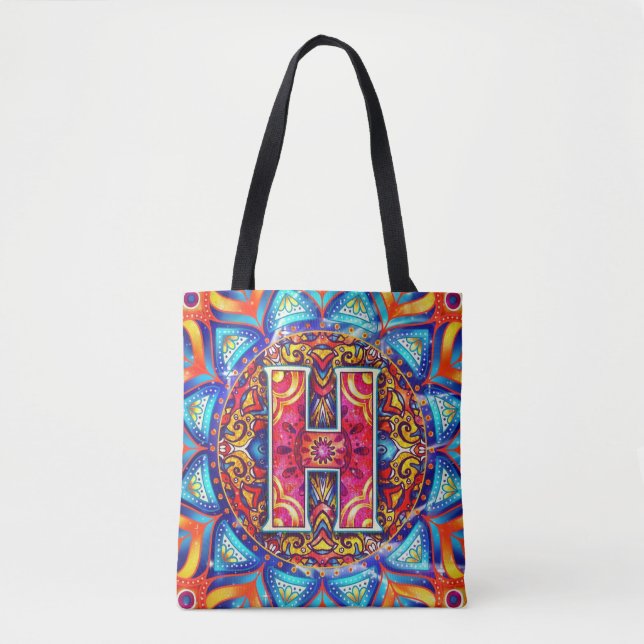 Bolsa Tote Alphabet H mandala (Frente)