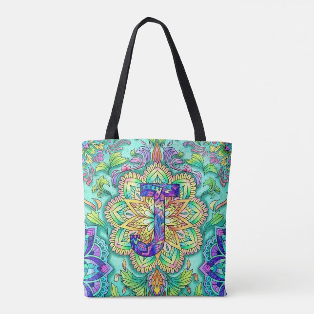 Bolsa Tote Alphabet J mandala (Verso)