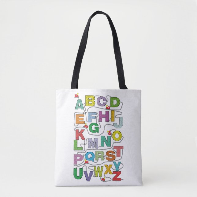 Bolsa Tote Alphabet Maze Quebra-cabeça Railroad (Frente)