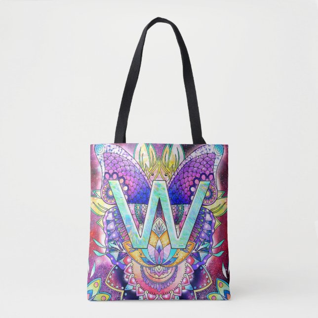 Bolsa Tote Alphabet W mandala (Frente)