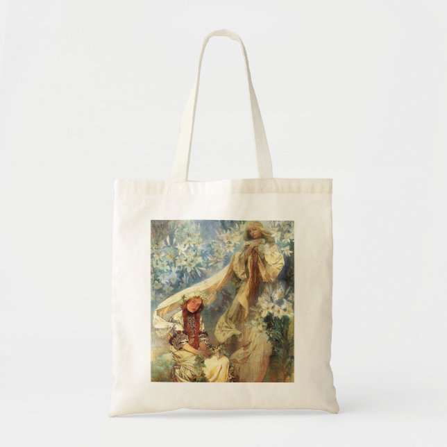 Bolsa Tote Alphonse Mucha Madonna da sacola dos lírios (Frente)