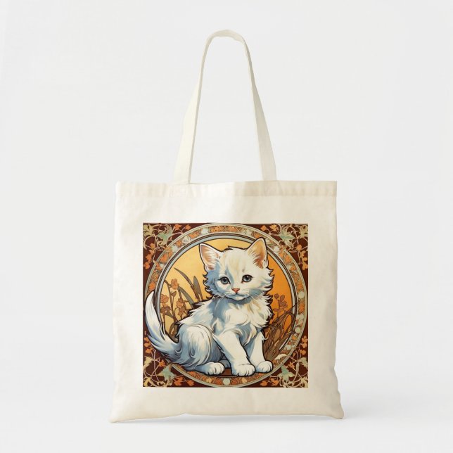 Bolsa Tote Alphonse Mucha Style Cat (Frente)