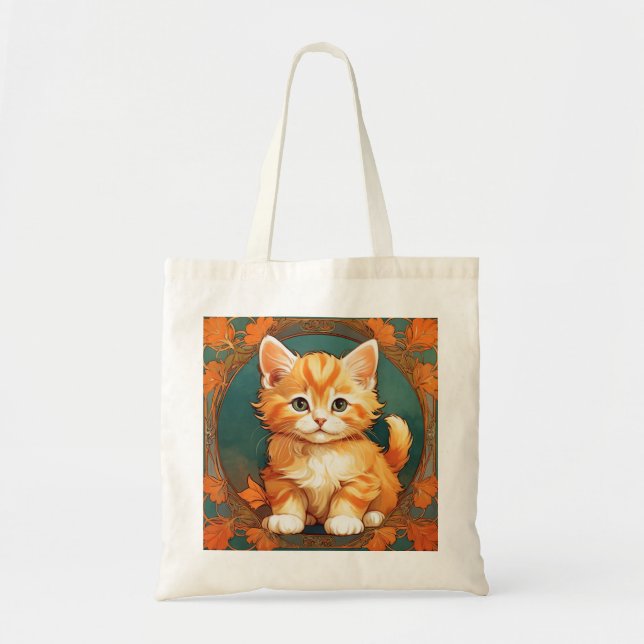 Bolsa Tote Alphonse Mucha Style Orange Cat (Frente)