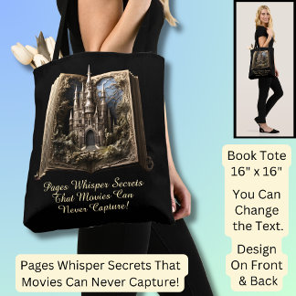 Bolsa Tote Alterar Texto, Páginas Segredos Sussuros, Livro 3D