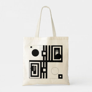 Bolsa Tote Alternância — Arte Abstrata Geométrica Preta e Bra