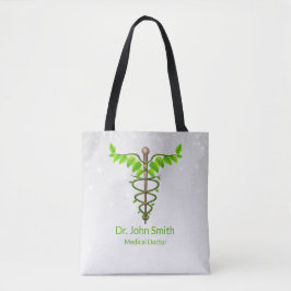 Bolsa Tote Alternativo Médico Caduco Verde Folha Branca