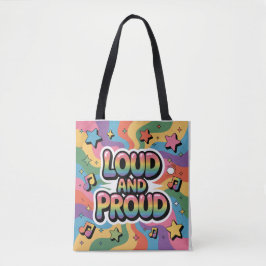 Bolsa Tote Alto e Orgulhoso - Colorida LGBTQ+ Ally Psicodélic
