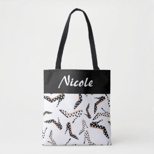 Bolsa Tote Alto salto preto e branco