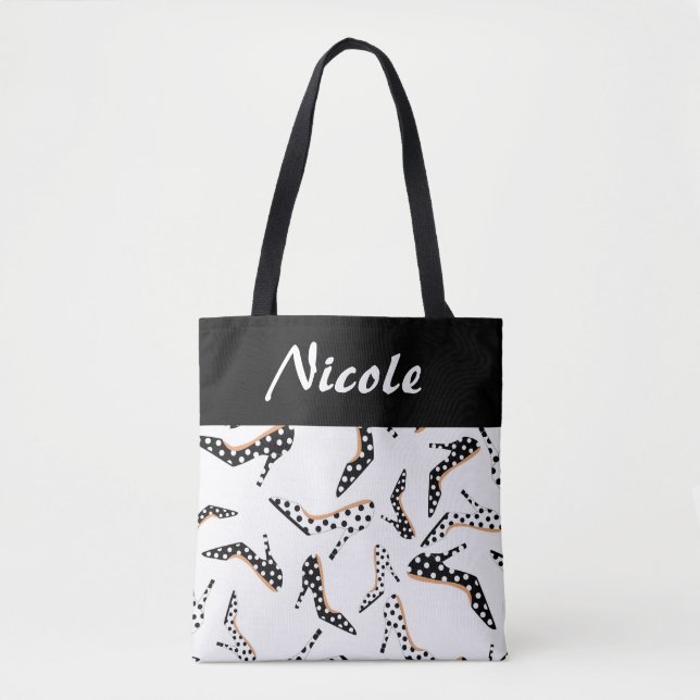 Bolsa Tote Alto salto preto e branco (Frente)