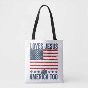 Bolsa Tote Ama Jesus e América a Deus, cristão 4º de J