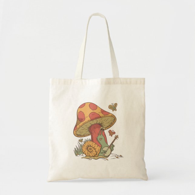 Bolsa Tote Amante de Caracóis Tocando Violão (Frente)